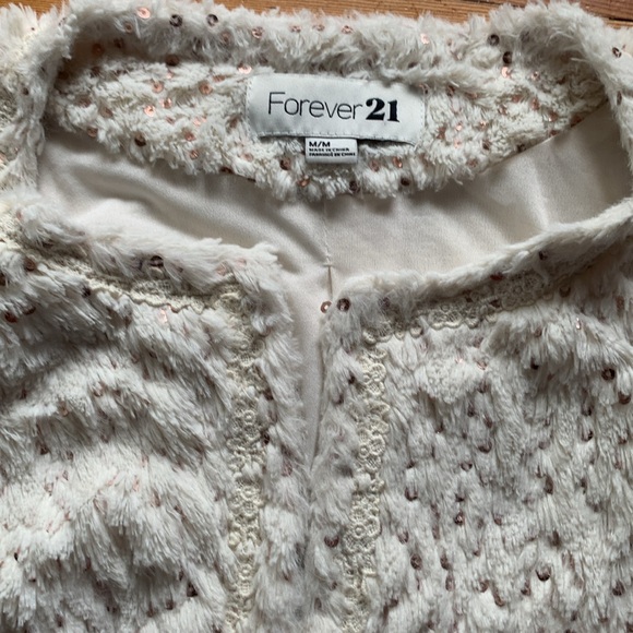 Forever 21 cropped fuzzy sequin sweater - Picture 2 of 3